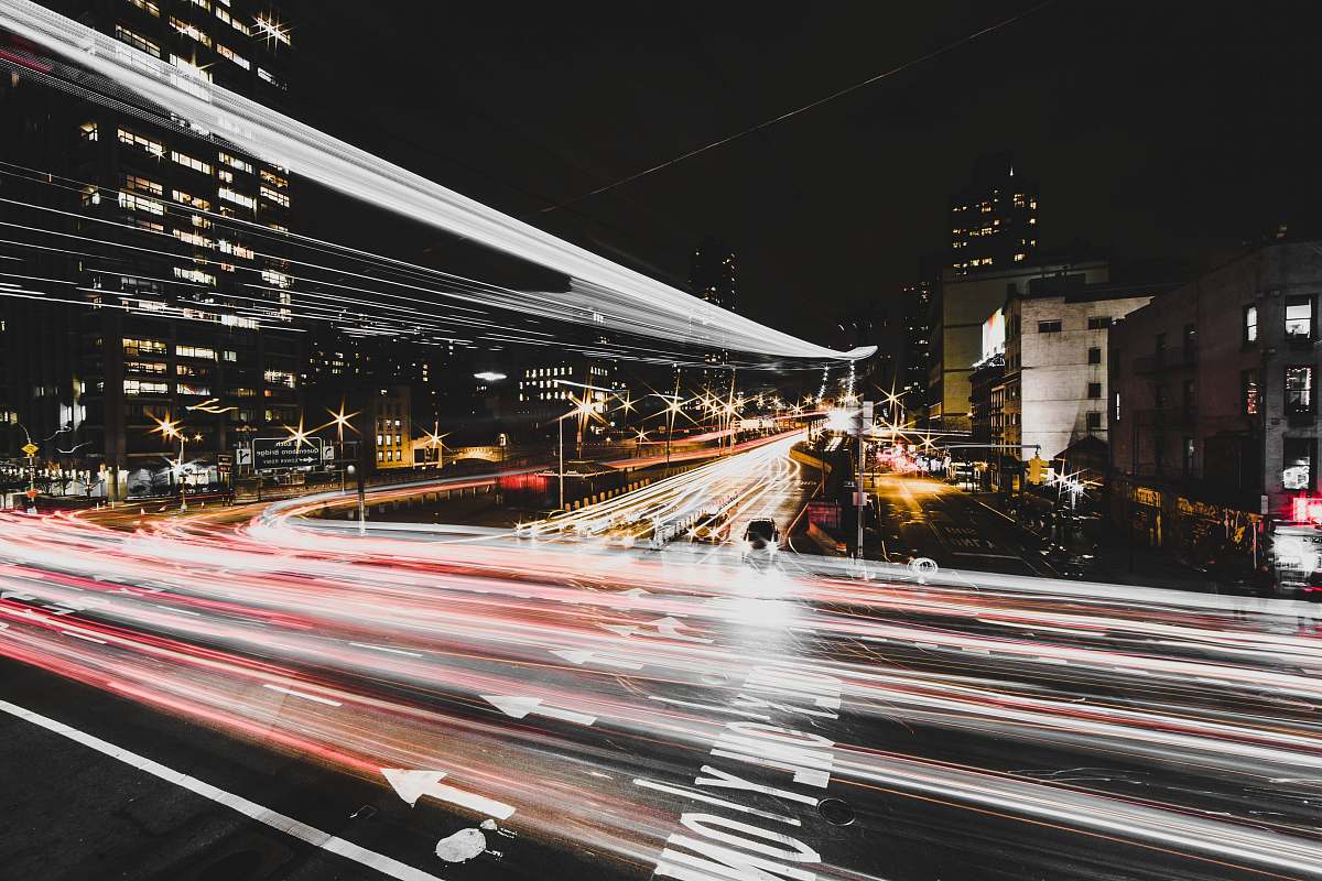 new york timelaps photography of road during nighttime road